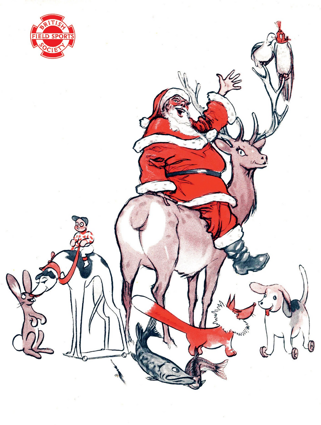 1954 Christmas Card Illustration for the British Fieldsports Society (Pack of 10 Cards)